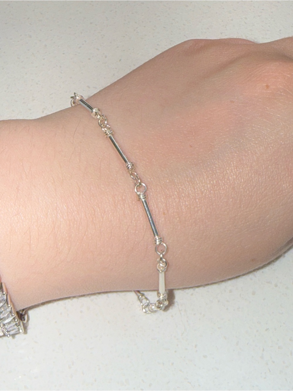 925 Sterling Silver Dainty Barrel Bracelet